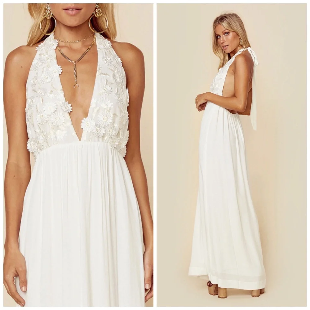 FOR LOVE & LEMONS BOHO MAXI FREE PEOPLE BRIDAL GOWN WEDDING DRESS STONE COLD FOX - Picture 2 of 16